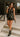 Brianna Black Faux Leather Tie Romper- full body right side view