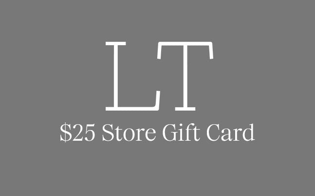 grey gift card image with white LT logo for $25 store gift card 