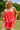 Kate Red & White Linen Sleeveless Romper- close up front view