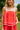 Kate Red & White Linen Sleeveless Romper- close up top view