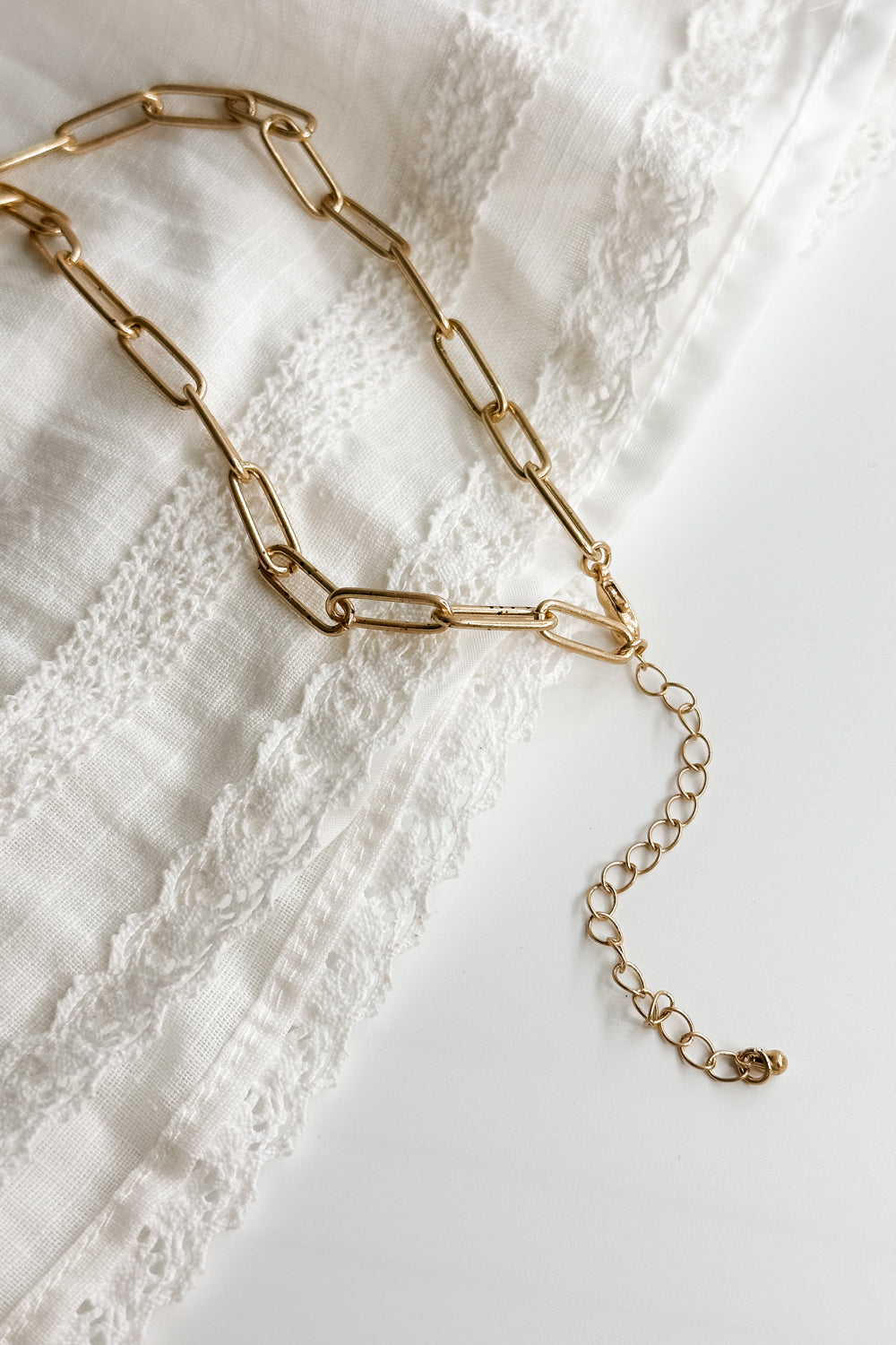 Eloise Brushed Gold Chain Heart Necklace