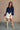 Mila Navy Eyelet Cropped Long Sleeve Top - full body front view