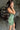 Sabrina Sage Satin Halter Mini Dress- side view