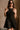Emily Black Belt Flare Mini Dress- frontal top view