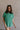 Front view of female model wearing the Destiny Ribbed Short Sleeve Top in kelly green which features Ribbed Fabric, Round Neckline and Short Sleeves.
