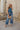 Brinley Blue & Navy Scalloped Tank Top - full body front view