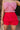 Isabelle Red Tiered Mini Skirt- close up front view