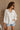 Hazel White Linen Button-Up Long Sleeve Top- front top view