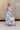Nina White & Blue Floral Midi Dress - full front view