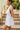 Rylee Light Blue & White Halter Neckline Romper- close up side view