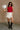 Kyra Red & White Sleeveless Sweater - full body front view