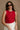 Kyra Red & White Sleeveless Sweater - close up front view