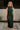 Elisa Dark Green Satin Midi Dress- close up front view