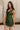 Valerie Faux Leather Slit Mini Dress- green-frontal side view
