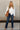 Rowyn White Button-Up Knit Cardigan- full body view
