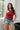 Cara Red & Black Striped Halter Tank Top - frontal vie