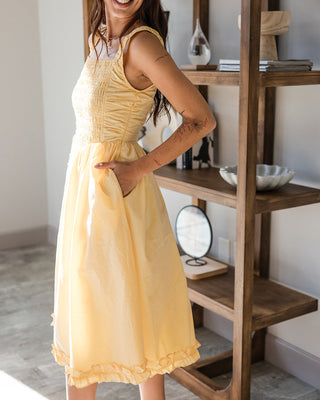 Willow Butter Yellow Midi Dress - Side View