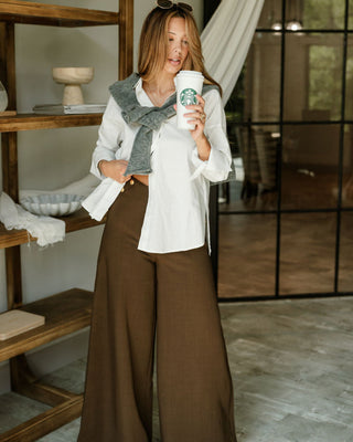 Vera Dark Brown Wide Leg Pants