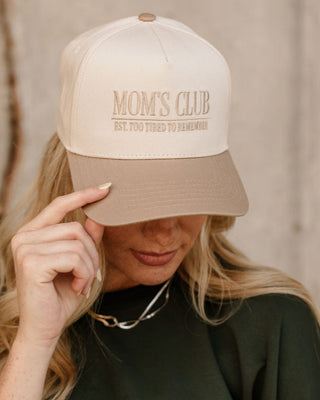 mom's club too tired to remember trucker hat - front view