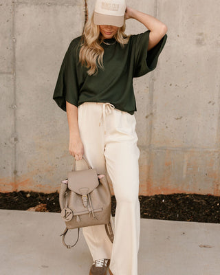 britney dark green short sleeve top - front view