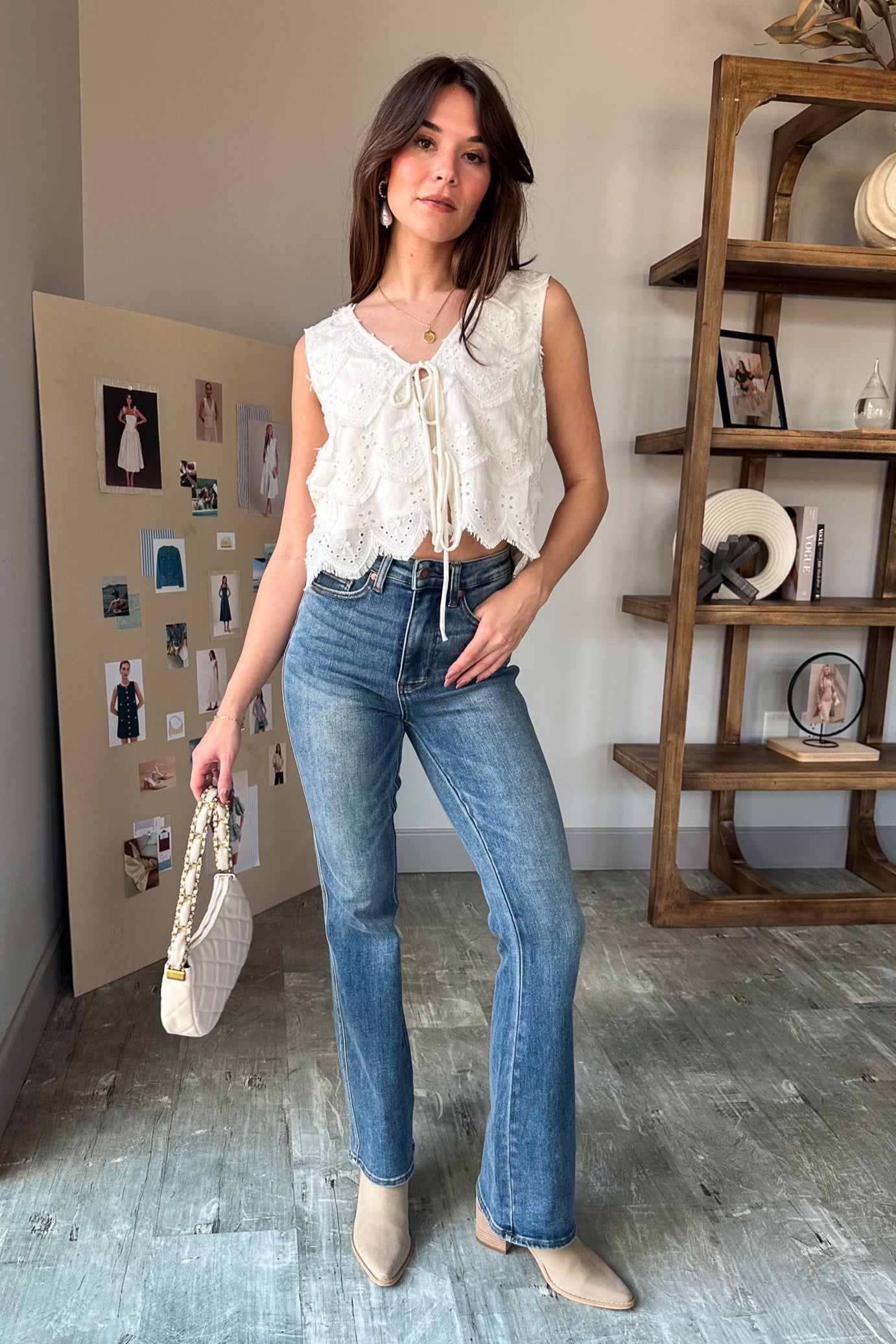 JUDY BLUE: Andrea Medium Wash Bootcut Jeans- full body view