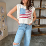 Eliza Off White American Flag Knit Tank- top view