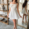 Cameron White Bow Halter Mini Dress - Full front view