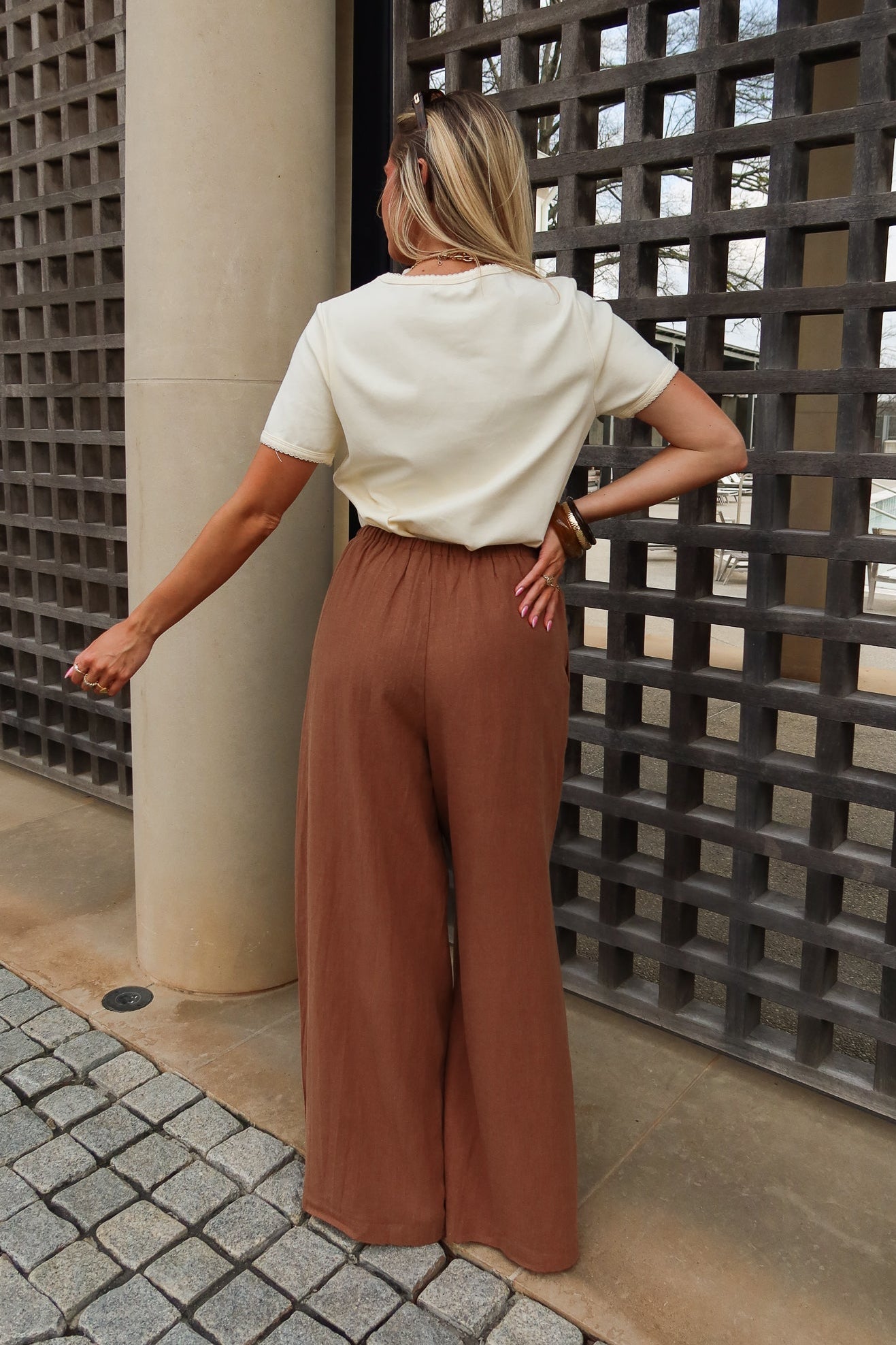 Brown Wide Leg Pants - Elara Linen Pants S Brown Wide Leg Pants - Elara Linen Pants S
