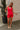 Elani Red Pleated Shorts - front view full body