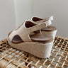 Corkys Carley Raffia All Wedge Sandal- left side angle view