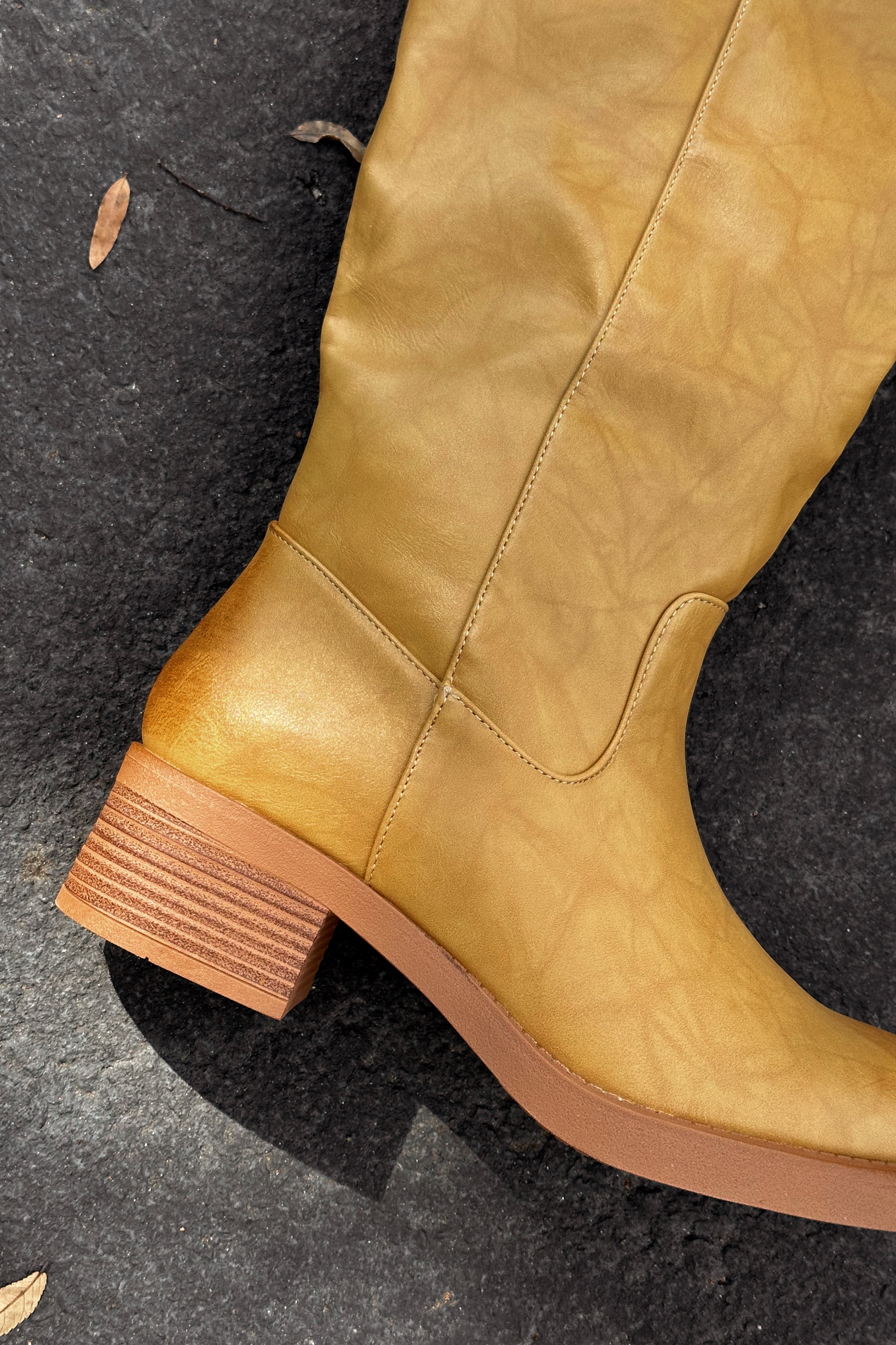 Alaina Banana Tall Boot - close up heel view