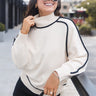 Anya Cream & Black Mock Neck Sweater - front view