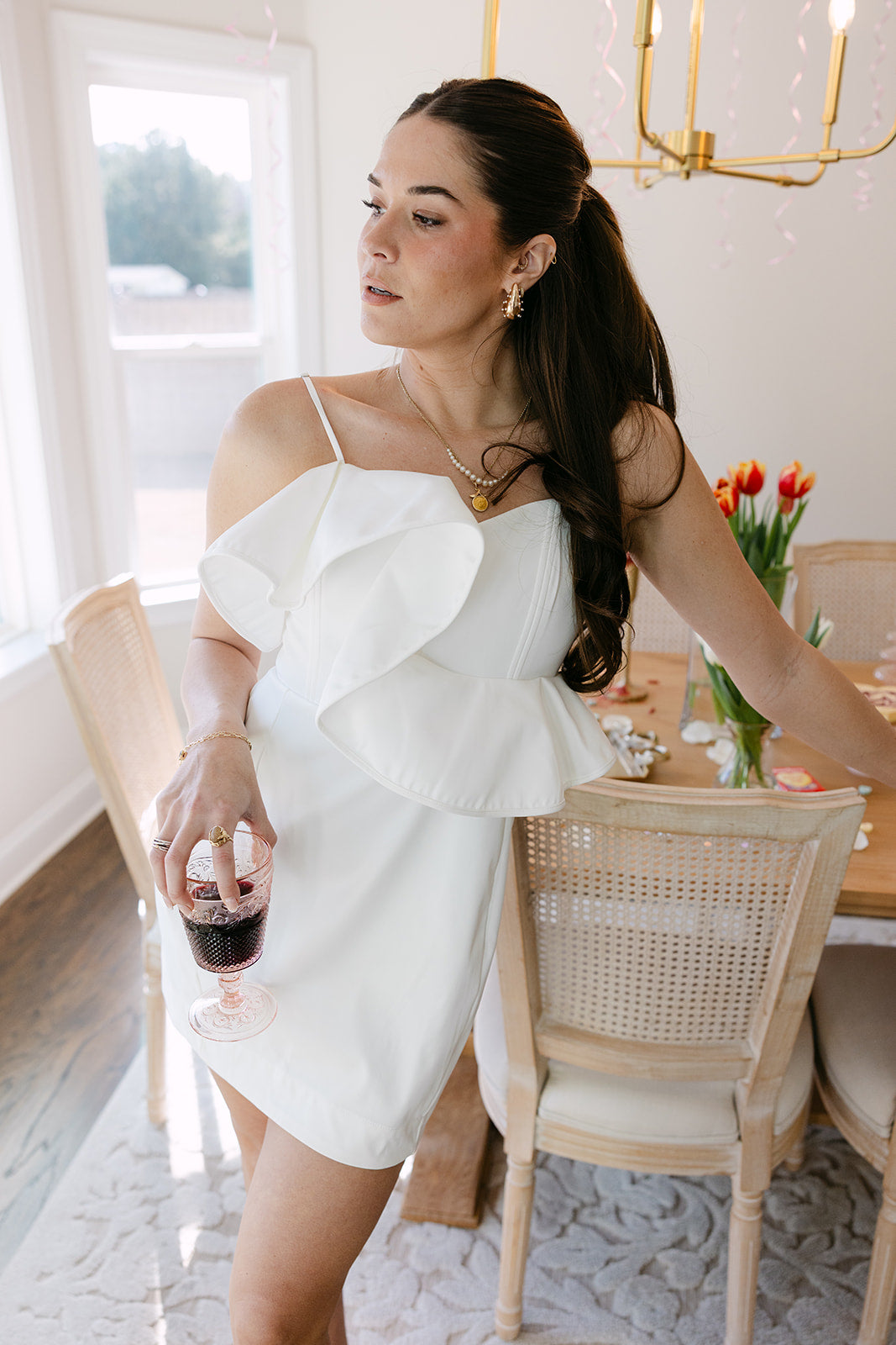 White Ruffled Mini Dress