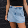 Lyra Light Wash Denim Flare Skirt- front view