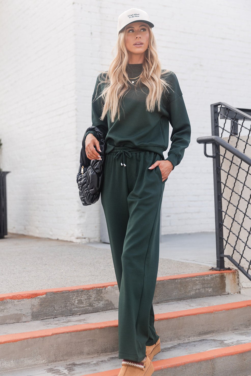 Isla Hunter Green Lounge Pants- front full body view