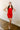 Amara Red Scalloped Mini Dress - full body front view of model