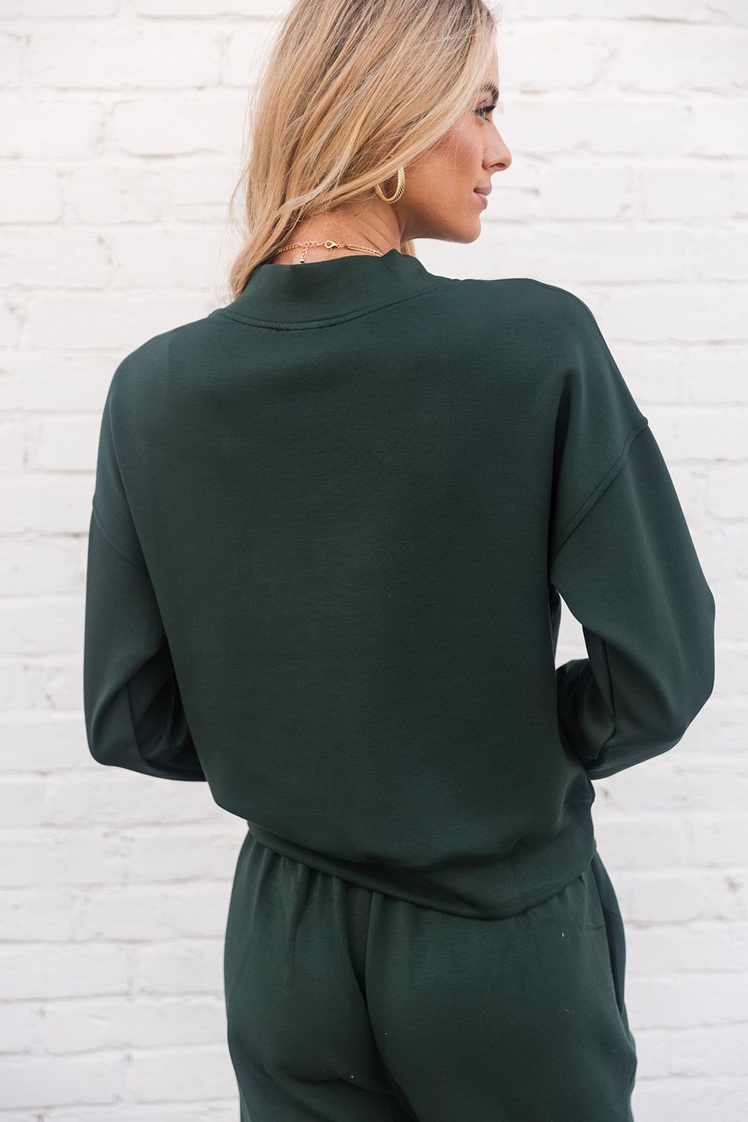 Isla Hunter Green Long Sleeve Sweatshirt- back view