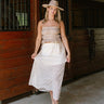 Ellie Cream Lace Midi Skirt - blonde model - full body front view