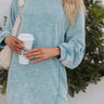 Lindy Washed Aqua Sweatshirt Dress- front view