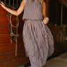 Milani Brown Multi Stripe Midi Skirt - full front view 