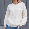 Alice White Floral Long Sleeve Sweater- top view