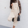 Bridget Denim Overall Jumpsuit - Cream - Full body front view