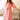 Everly Coral Red & Ivory Linen Stripe Belt Dress- full body view