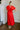Juliet Red Smocked Gold Zip-Up Midi Dress- full body back view