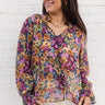 Ella Multi Floral Ruffle Top- front view