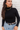 Stella Black Scallop Long Sleeve Top- front top view