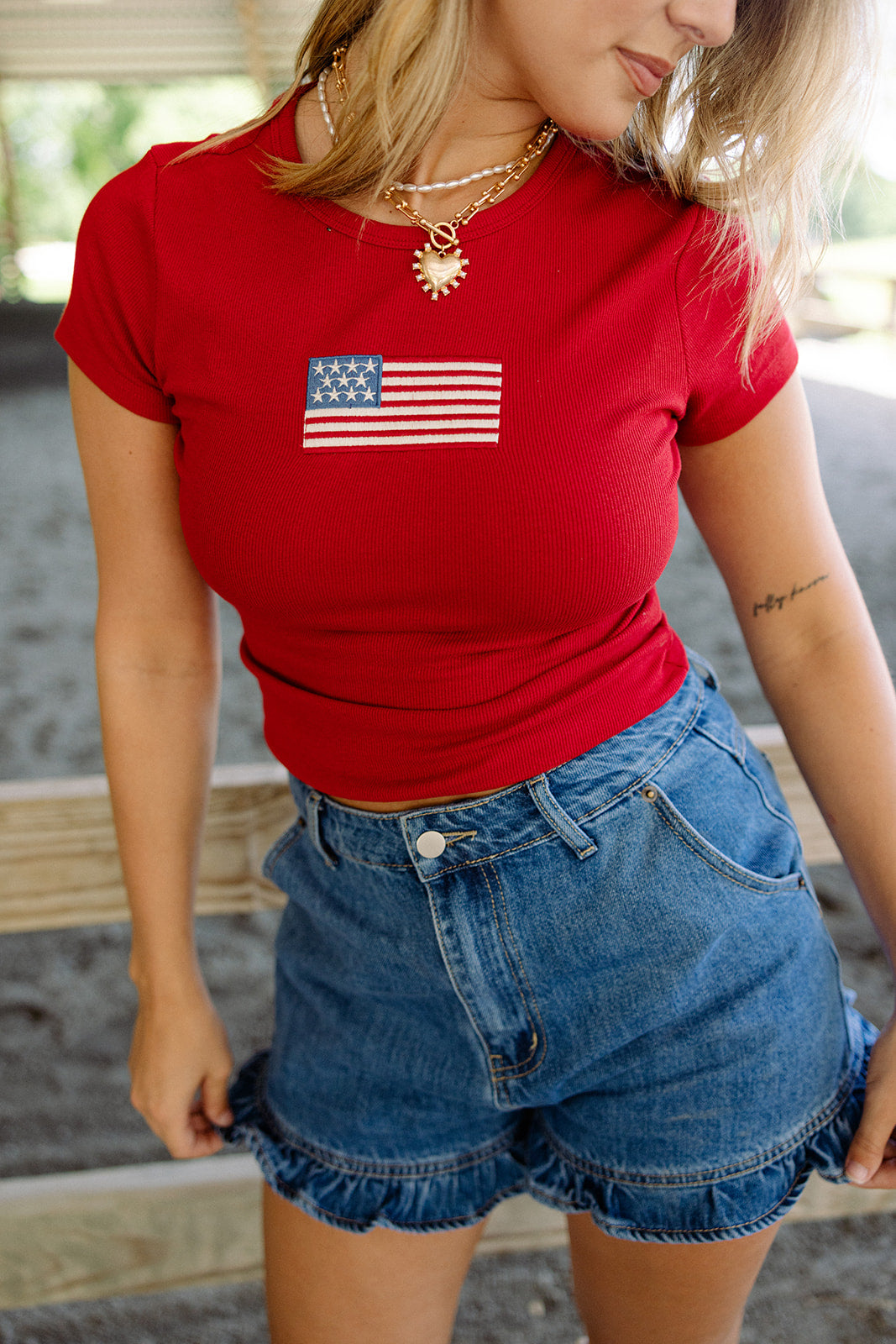 Cheyenne Red American Flag Top - front 