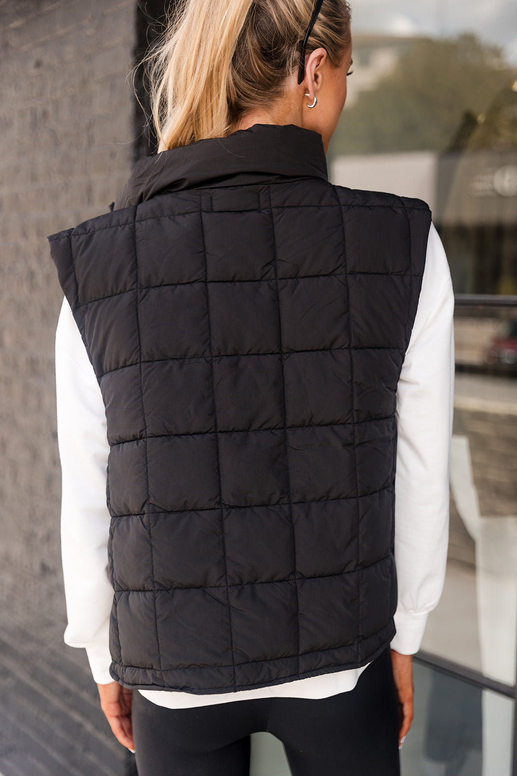 Noelle Black Quilt Puffer Vest- back view