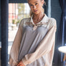 Evie Grey Multi Quarter Button-Up Sweatshirt- front view