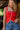 Alyssa Red & White Split Hem Tank- top front view